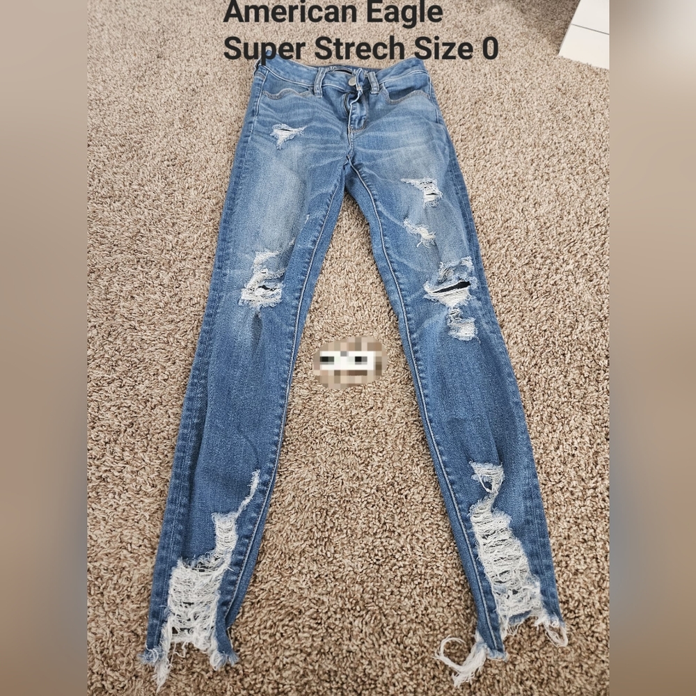 American Eagle Women Super-Stretch Ripped Jeans Size 0